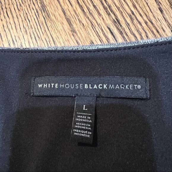 White House Black Market Gray & Black Long Sleeve V-neck Top size Large - Picture 7 of 8